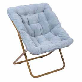 Archer 28" Oversized Portable Faux Fur Folding Saucer Chair for Dorm, Bedroom, Dusty Aqua Faux Fur/Soft Gold Frame, FV-FSC-027-DTAQ-SGD-GG Archer 28" Oversized Portable Faux Fur Folding Saucer Chair for Dorm, Bedroom, Dusty Aqua Faux Fur/Soft Gold Frame, FV-FSC-027-DTAQ-SGD-GG