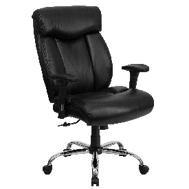 HERCULES Series Big & Tall 400 lb. Rated Black LeatherSoft Executive Ergonomic Office Chair with Full Headrest & Arms, GO-1235-BK-LEA-A-GG