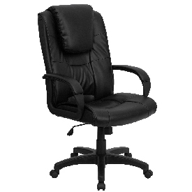 High Back Black LeatherSoft Executive Swivel Office Chair with Oversized Headrest and Arms, GO-5301BSPEC-CH-BK-LEA-GG