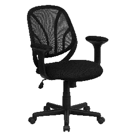 Y-GO Office Chair Mid-Back Black Mesh Swivel Task Office Chair with Arms, GO-WY-05-A-GG