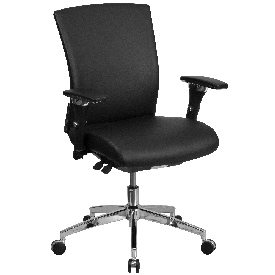HERCULES Series 24/7 Intensive Use 300 lb. Rated Black LeatherSoft Multifunction Ergonomic Office Chair with Seat Slider, GO-WY-85-7-GG