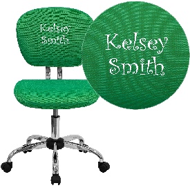 Personalized Mid-Back Bright Green Mesh Swivel Task Office Chair with Chrome Base, H-2376-F-BRGRN-TXTEMB-GG