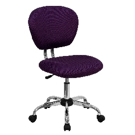 Mid-Back Purple Mesh Padded Swivel Task Office Chair with Chrome Base, H-2376-F-PUR-GG