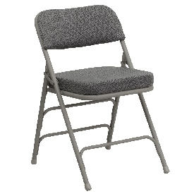 HERCULES Series Premium Curved Triple Braced & Double Hinged Gray Fabric Metal Folding Chair, HA-MC320AF-GRY-GG