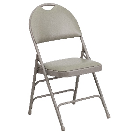 HERCULES Series Ultra-Premium Triple Braced Gray Vinyl Metal Folding Chair with Easy-Carry Handle, HA-MC705AV-3-GY-GG