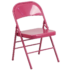 HERCULES COLORBURST Series Shockingly Fuchsia Triple Braced & Double Hinged Metal Folding Chair, HF3-FUCHSIA-GG HERCULES COLORBURST Series Shockingly Fuchsia Triple Braced & Double Hinged Metal Folding Chair, HF3-FUCHSIA-GG
