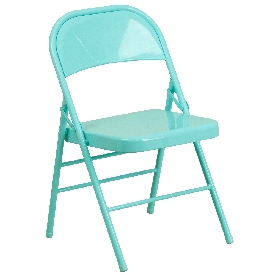 HERCULES COLORBURST Series Tantalizing Teal Triple Braced & Double Hinged Metal Folding Chair, HF3-TEAL-GG