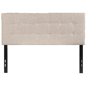 Bedford Tufted Upholstered Full Size Headboard in Beige Fabric, HG-HB1704-F-B-GG