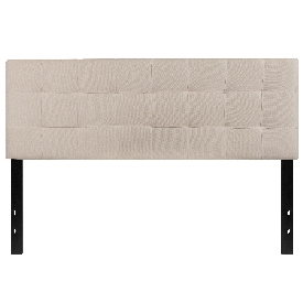 Bedford Tufted Upholstered Queen Size Headboard in Beige Fabric, HG-HB1704-Q-B-GG