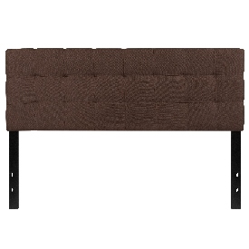 Bedford Tufted Upholstered Queen Size Headboard in Dark Brown Fabric, HG-HB1704-Q-DBR-GG