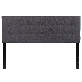 Bedford Tufted Upholstered Queen Size Headboard in Dark Gray Fabric, HG-HB1704-Q-DG-GG