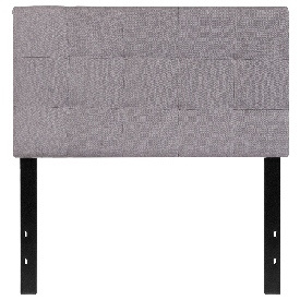Bedford Tufted Upholstered Twin Size Headboard in Light Gray Fabric, HG-HB1704-T-LG-GG