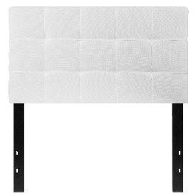 Bedford Tufted Upholstered Twin Size Headboard in White Fabric, HG-HB1704-T-W-GG