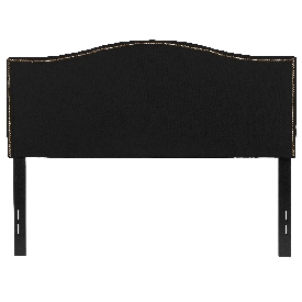 Lexington Upholstered Full Size Headboard with Accent Nail Trim in Black Fabric, HG-HB1707-F-BK-GG