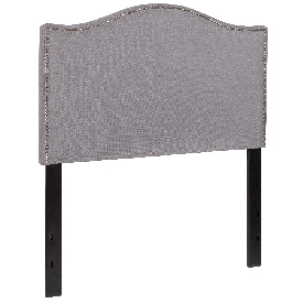 Lexington Upholstered Twin Size Headboard with Accent Nail Trim in Light Gray Fabric, HG-HB1707-T-LG-GG