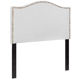 Lexington Upholstered Twin Size Headboard with Accent Nail Trim in White Fabric, HG-HB1707-T-W-GG