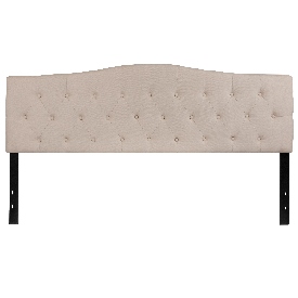 Cambridge Tufted Upholstered King Size Headboard in Beige Fabric, HG-HB1708-K-B-GG Cambridge Tufted Upholstered King Size Headboard in Beige Fabric, HG-HB1708-K-B-GG