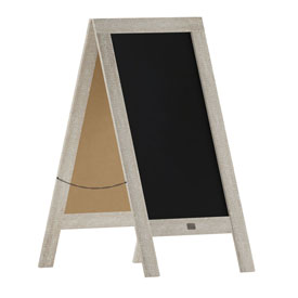 Canterbury 40" x 20" Weathered Wooden Indoor/Outdoor A-Frame Magnetic Chalkboard Sign Set with 8 Chalk Markers, 10 Stencils, and 2 Magnets, HGWA-GDI-CRE8-654315-GG