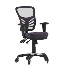 Nicholas Mid-Back Dark Gray Mesh Multifunction Executive Swivel Ergonomic Office Chair with Adjustable Arms and Transparent Roller Wheels, HL-0001-DK-GY-RLB-GG