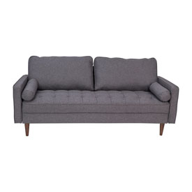 Hudson Mid-Century Modern Sofa with Tufted Faux Linen Upholstery & Solid Wood Legs in Dark Gray, IS-PS100-DKGY-GG Hudson Mid-Century Modern Sofa with Tufted Faux Linen Upholstery & Solid Wood Legs in Dark Gray, IS-PS100-DKGY-GG
