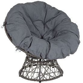Bowie Comfort Series Swivel Patio Chair with Dark Gray Cushion, JE-5101W-GG