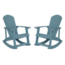 Savannah All-Weather Poly Resin Wood Adirondack Rocking Chair with Rust Resistant Stainless Steel Hardware in Sea Foam - Set of 2, JJ-C14705-SFM-2-GG Savannah All-Weather Poly Resin Wood Adirondack Rocking Chair with Rust Resistant Stainless Steel Hardware in Sea Foam - Set of 2, JJ-C14705-SFM-2-GG