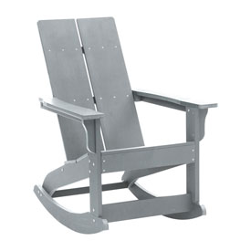 Finn Modern All-Weather 2-Slat Poly Resin Wood Rocking Adirondack Chair with Rust Resistant Stainless Steel Hardware in Gray, JJ-C14709-GY-GG Finn Modern All-Weather 2-Slat Poly Resin Wood Rocking Adirondack Chair with Rust Resistant Stainless Steel Hardware in Gray, JJ-C14709-GY-GG