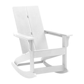 Finn Modern All-Weather 2-Slat Poly Resin Wood Rocking Adirondack Chair with Rust Resistant Stainless Steel Hardware in White, JJ-C14709-WH-GG Finn Modern All-Weather 2-Slat Poly Resin Wood Rocking Adirondack Chair with Rust Resistant Stainless Steel Hardware in White, JJ-C14709-WH-GG