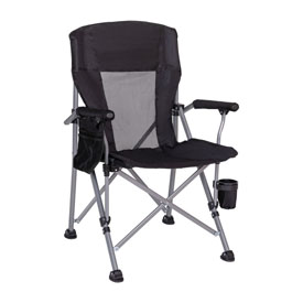 HighBackFoldingHeavyDutyPortableCampingChairwithPaddedArms,CupHolder,StoragePouchandExtraWideCarryBag,Black/Gray, JJ-CC302-BK-GG