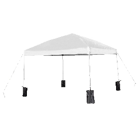 10'x10' White Pop Up Event Straight Leg Canopy Tent with Sandbags and Wheeled Case, JJ-GZ1010PKG-WH-GG 10'x10' White Pop Up Event Straight Leg Canopy Tent with Sandbags and Wheeled Case, JJ-GZ1010PKG-WH-GG