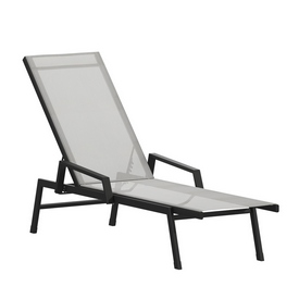 Brazos Adjustable Chaise Lounge Chair with Arms, All-Weather Outdoor Five-Position Recliner, Black/Gray, JJ-LC323-BLK-GRY-GG Brazos Adjustable Chaise Lounge Chair with Arms, All-Weather Outdoor Five-Position Recliner, Black/Gray, JJ-LC323-BLK-GRY-GG