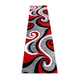 Athos Collection 2' x 7' Red Abstract Area Rug - Olefin Rug with Jute Backing - Hallway, Entryway, or Bedroom