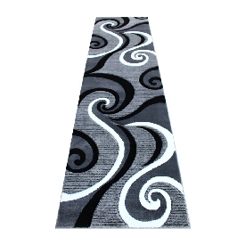 Athos Collection 3' x 10' Gray Abstract Area Rug - Olefin Rug with Jute Backing - Hallway, Entryway, or Bedroom