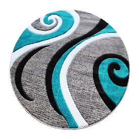 Athos Collection 4' x 4' Turquoise Abstract Area Rug - Olefin Rug with Jute Backing - Hallway, Entryway, or Bedroom