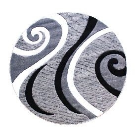 Athos Collection 5' x 5' Gray Abstract Area Rug - Olefin Rug with Jute Backing - Hallway, Entryway, or Bedroom
