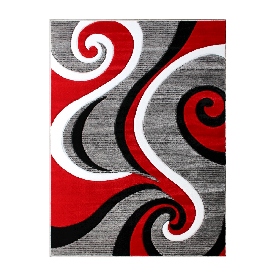 Athos Collection 5' x 7' Red Abstract Area Rug - Olefin Rug with Jute Backing - Hallway, Entryway, or Bedroom