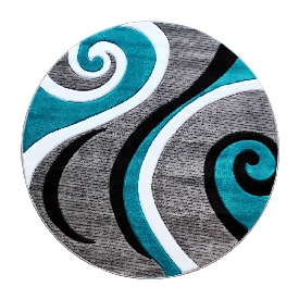 Athos Collection 8' x 8' Turquoise Abstract Area Rug - Olefin Rug with Jute Backing - Hallway, Entryway, or Bedroom