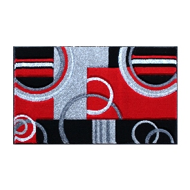 Audra Collection 2' x 3' Red Geometric Abstract Area Rug - Olefin Rug with Jute Backing - Entryway, Living Room, or Bedroom