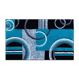 Audra Collection 2' x 3' Turquoise Geometric Abstract Area Rug - Olefin Rug with Jute Backing - Entryway, Living Room, or Bedroom