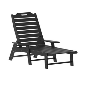 Monterey Adjustable Adirondack Lounger with Cup Holder- All-Weather Indoor/Outdoor HDPE Lounge Chair in Black, LE-HMP-2017-414-BK-GG Monterey Adjustable Adirondack Lounger with Cup Holder- All-Weather Indoor/Outdoor HDPE Lounge Chair in Black, LE-HMP-2017-414-BK-GG