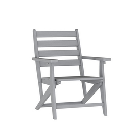 Tolleson Commercial Grade Adirondack Dining Chair with Fold Out Cup Holder, Weather Resistant Recycled HDPE Adirondack Chair in Gray, LE-HMP-2037-10-GRY-GG Tolleson Commercial Grade Adirondack Dining Chair with Fold Out Cup Holder, Weather Resistant Recycled HDPE Adirondack Chair in Gray, LE-HMP-2037-10-GRY-GG