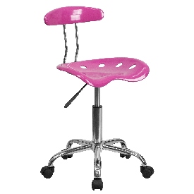Vibrant Candy Heart and Chrome Swivel Task Office Chair with Tractor Seat, LF-214-CANDYHEART-GG