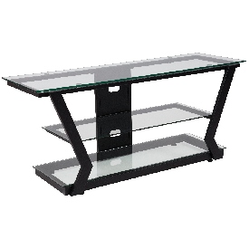 Harbor Hills Glass TV Stand with Black Metal Frame, NAN-JH-1760-GG