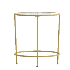 Astoria Collection Glass End Table with Matte Gold Frame, NAN-JN-21750ET-GG