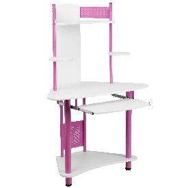 Pink Corner Computer Desk with Hutch, NAN-JN-2705-PK-GG