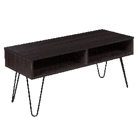 Oak Park Collection Driftwood Wood Grain Finish TV Stand with Black Metal Legs, NAN-TS096-GG