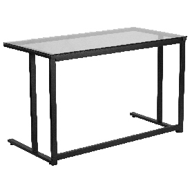 Glass Desk with Black Pedestal Metal Frame, NAN-WK-055-GG Glass Desk with Black Pedestal Metal Frame, NAN-WK-055-GG