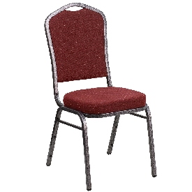 HERCULES Series Crown Back Stacking Banquet Chair in Burgundy Patterned Fabric - Silver Vein Frame, NG-C01-HTS-2201-SV-GG