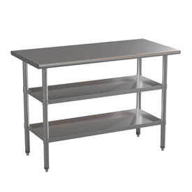 Hogan Stainless Steel 18 Gauge Work Table with 2 Undershelves - NSF Certified - 48"W x 24"D x 34.5"H, NH-WT-GU-2448-GG