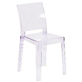 Ghost Chair with Square Back in Transparent Crystal, OW-SQUAREBACK-18-GG Ghost Chair with Square Back in Transparent Crystal, OW-SQUAREBACK-18-GG